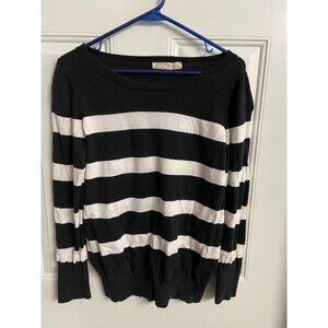 Striped Sweater  Girls Large Black White Tight Knit Pullover Faded Glory